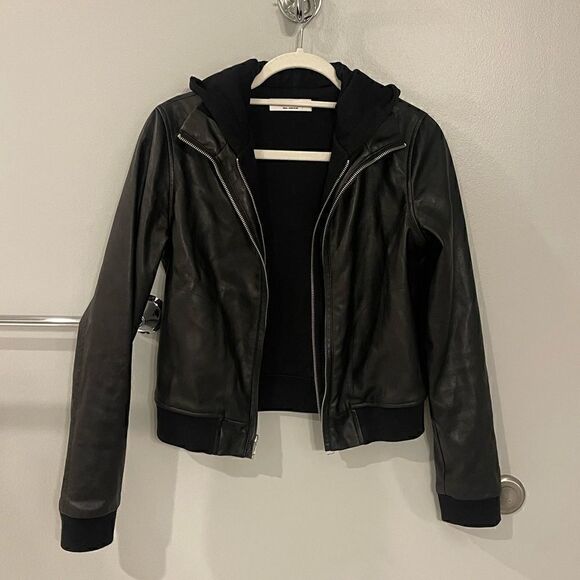 Bailey/44 Black Jado Eco-leather Bomber Jacket size Small! - Picture 1 of 7